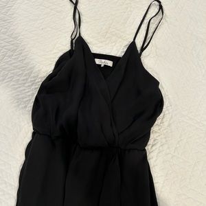 Parker black ruffle dress with slit, size XS